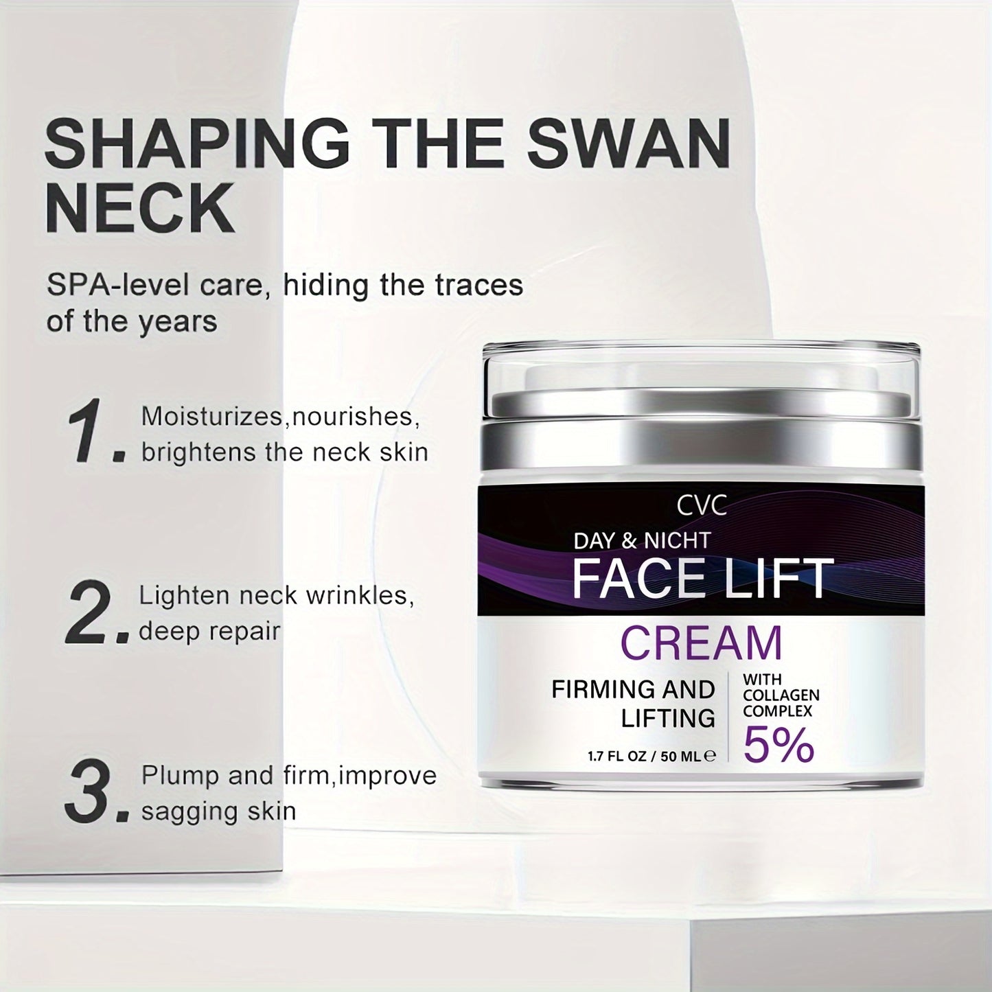 1.69oz Face Lift Cream, Lifting & Firming Formula For Facial, Neck, Chest Skin Care, Softens Skin And Smoothes Wrinkles