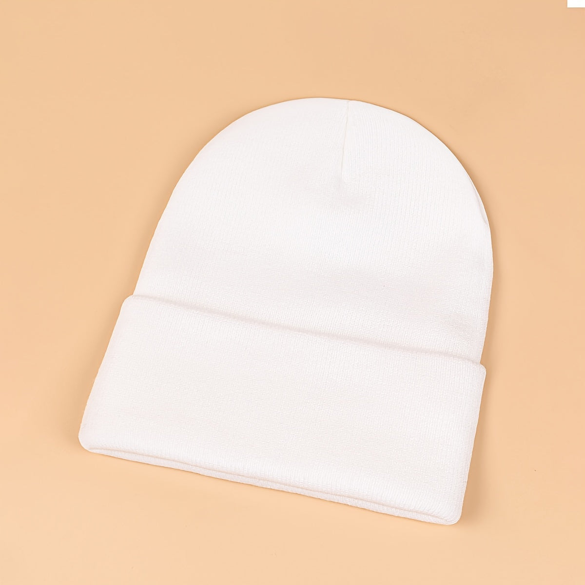Candy Color Unisex Basic Beanie Simple Label Patch Knit Hats Warm Skull Cap Cuffed Beanies For Women Men Autumn & Winter Store ARBELLA'S