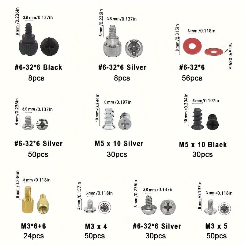 368-Piece Computer Repair Kit - Comprehensive Assembly and Maintenance Essentials with Screw Kit, Motherboard Standoffs, Fan, and Power Repair Screws