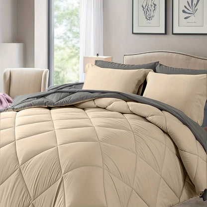 7pcs Luxurious Ultra-Soft Comforter Set | Breathable, Quilted Comforter, Flat Sheet, Fitted Sheet, Pillowcases, Pillow Shams | Warmth for All Seasons, School, Valentine's Day, Boys And Girls, Bed In A Bag Store ARBELLA'S