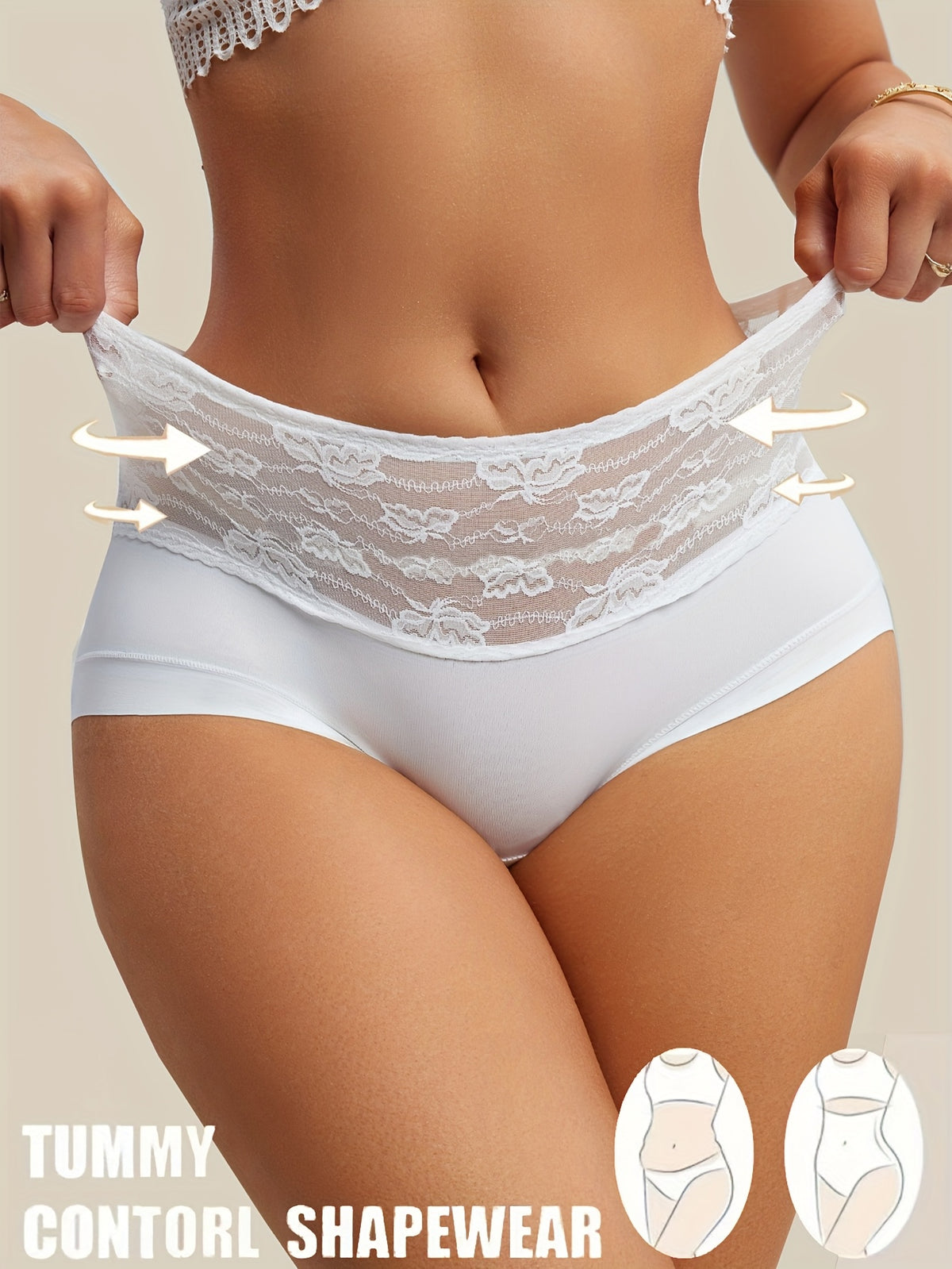 Conjunto de 3 piezas de ropa interior para mujer de cintura alta, elegante y con contorno - Control de abdomen y realce.