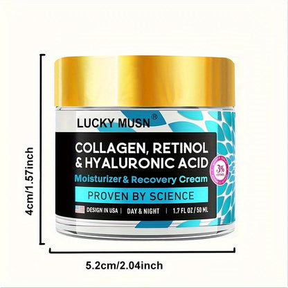 1.7 Fl.Oz (50 Ml) Collagen, Retinol & Hyaluronic Acid Cream, Firming Moisturizer For Day & Night, Skin Firmness And Hydration Boost