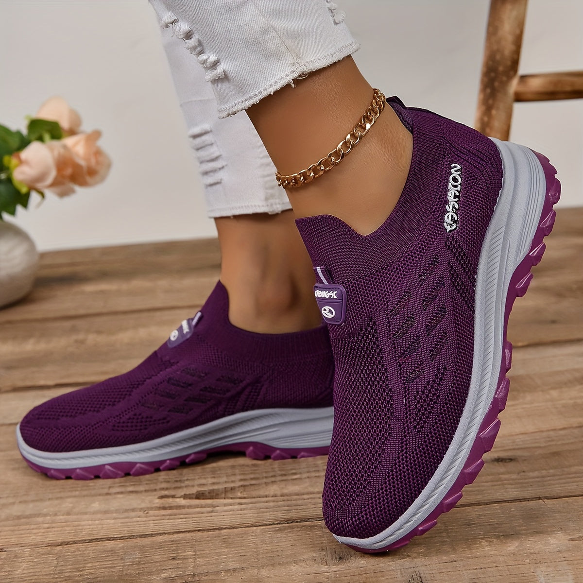 Cozy Chunky Sock Shoes - Soft Fabric Upper, Slip-On Design, Low Top Profile, EVA Sole, Breathable Fabric Insole, Perfect for All-Season Casual Gym Walking and Everyday Wear