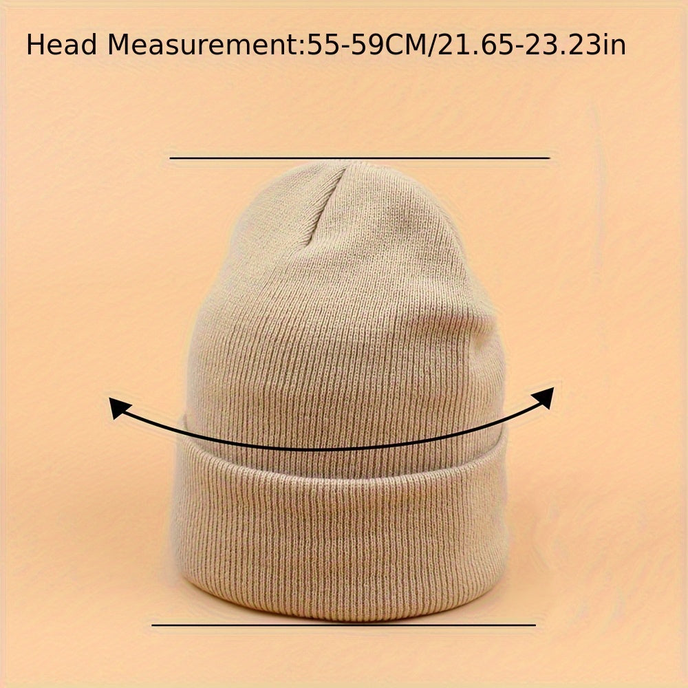 Candy Color Unisex Basic Beanie Simple Label Patch Knit Hats Warm Skull Cap Cuffed Beanies For Women Men Autumn & Winter Store ARBELLA'S