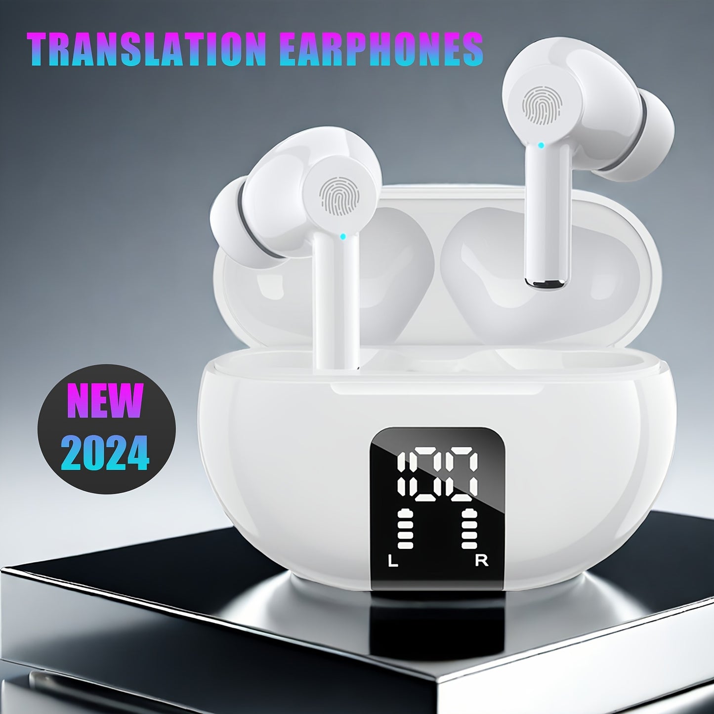 Language Translator earphones Real Time, 2-Way Translation Earbuds In 144 Languages, Portable Translation Headset With APP For Music And Calling, For IOS & Android