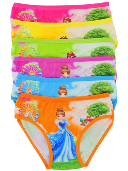 Girl's 12 Pack Of Colorful Princess Print Cute Stretch Bikini Panty Briefs Store ARBELLA'S