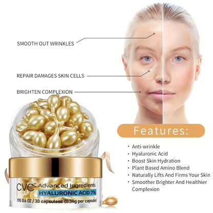 CVC Facial Serum Capsules, 30 Units, Reduces Fine Lines, Makeup Base, Serum And Essence Capsule For Liquids During The Day Revitalizing And Anti-aging Facial Treatment