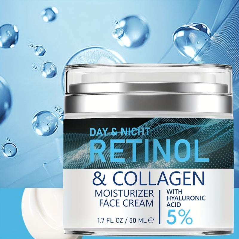 Retinol Moisturizer: Collagen & Hyaluronic Acid Enriched, Vitamins C+E - Hypoallergenic, for Youthful, Hydrated Skin for All 50ml