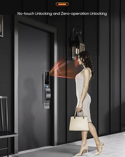 Waterproof 3D face recognition WISHOME WIFI APP RFID Card Code Keyless Smart Electronic Door Lock Aluminum/Glass Sliding Store ARBELLA'S