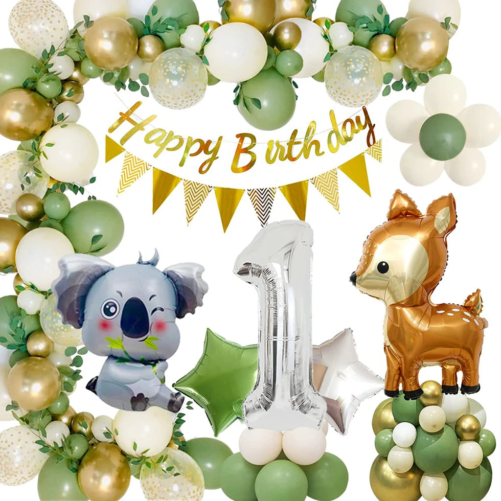 APERIL Girl First Birthday Balloon Jungle Safari Birthday Party Decorations for Kids Boy Baby Shower Wild One Party Supplies STORE ARBELLA'S