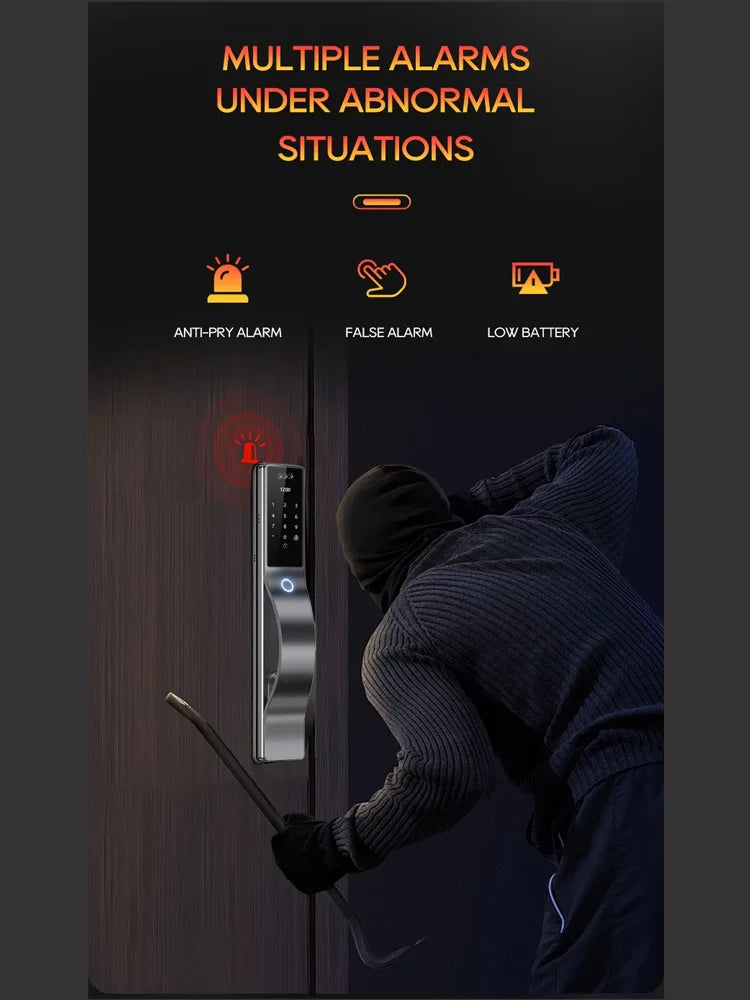 Waterproof 3D face recognition WISHOME WIFI APP RFID Card Code Keyless Smart Electronic Door Lock Aluminum/Glass Sliding Store ARBELLA'S