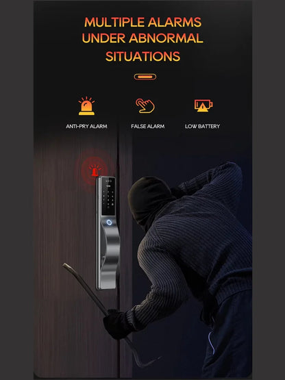 Waterproof 3D face recognition WISHOME WIFI APP RFID Card Code Keyless Smart Electronic Door Lock Aluminum/Glass Sliding Store ARBELLA'S