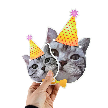 Banderines con dibujos de animales para perros y gatos, banderines, recuerdo para niños, suministros de decoración para fiesta de cumpleaños, guirnaldas de papel, 1 Uds.