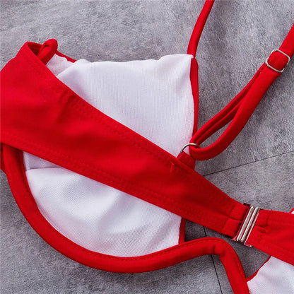 Solid Sexy Bikini  Summer Swimwear Women Swimsuit Push Up Bandeau Bra Bandage Women's Swimming Suit Solid Monokini Biquini