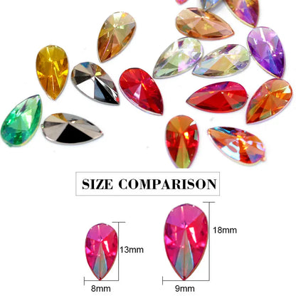 50pcs Teardrop Acrylic Non Hotfix Rhinestones Glitter Nails Crystals Diamond Strass for uñas Nail Charms Nail Art Decorations B3