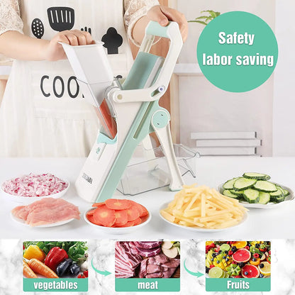 5-in-1 safe multifunctional slicer mandolin manual vegetable cutter radish fries tool kitchen accessories gadget meat cutter