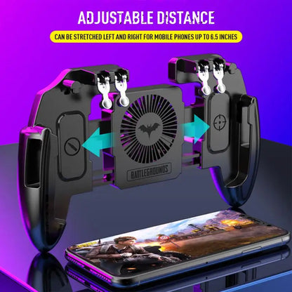 Six Finger For PUBG mobile Phone Game Controller Gamepad Trigger Shooting Gaming Button Cooling Fan Joystick For IOS/Android, PC