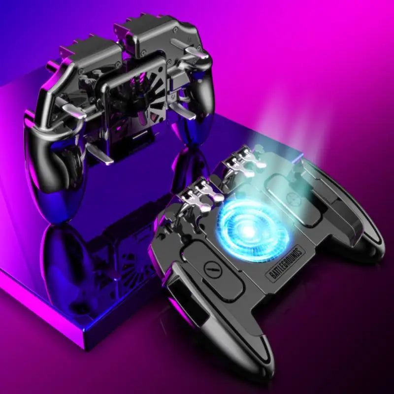 Six Finger For PUBG mobile Phone Game Controller Gamepad Trigger Shooting Gaming Button Cooling Fan Joystick For IOS/Android, PC