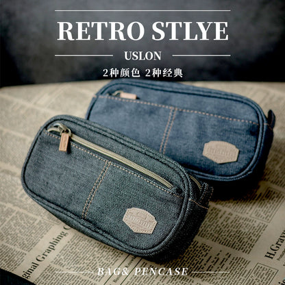 Thebai.taobao.com Yousi Long Cowboy on the Run Pencil Case Large Capacity Abrasion Resistant Industrial Style Student Classification Storage