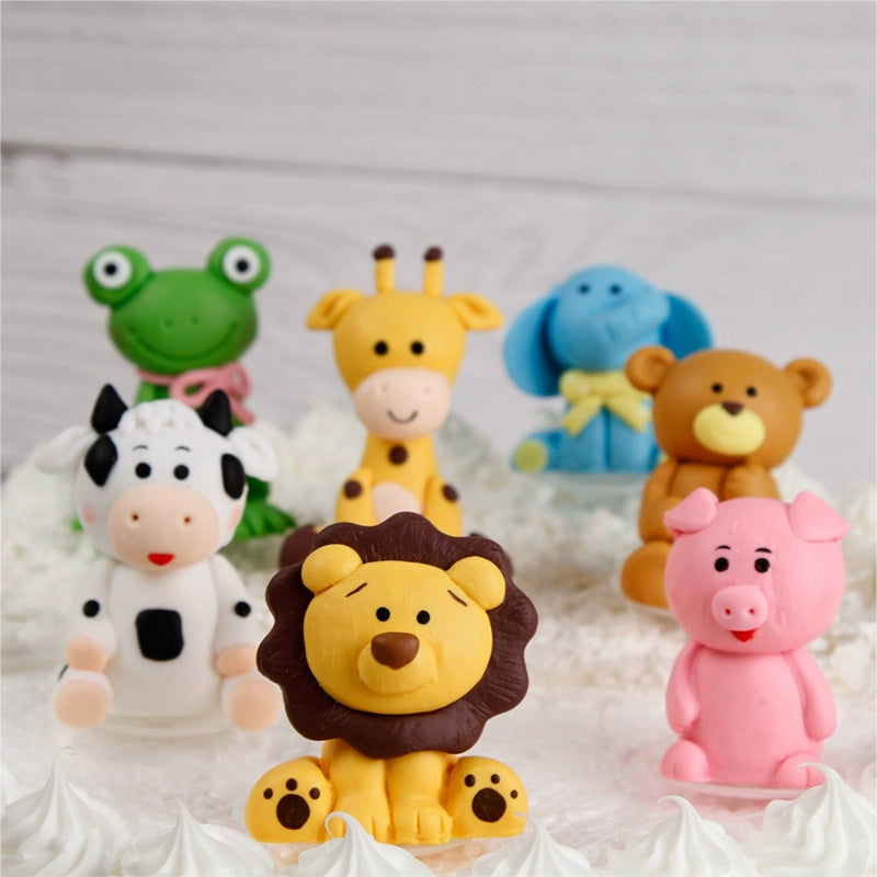 Polymer Clay Tiger Lion Giraffe Frog Pig Cow Elephant Power Strip Sun Rainbow Cake Decoration Card Mori Style Animal