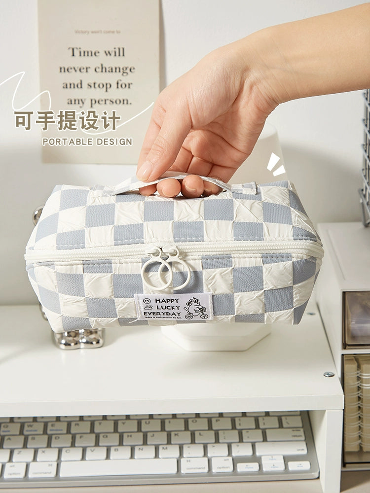 Grade Three Class Two Gingham Large Capacity Pencil Case INS Style Japanese Style Good-looking Pencil Bag Primary School