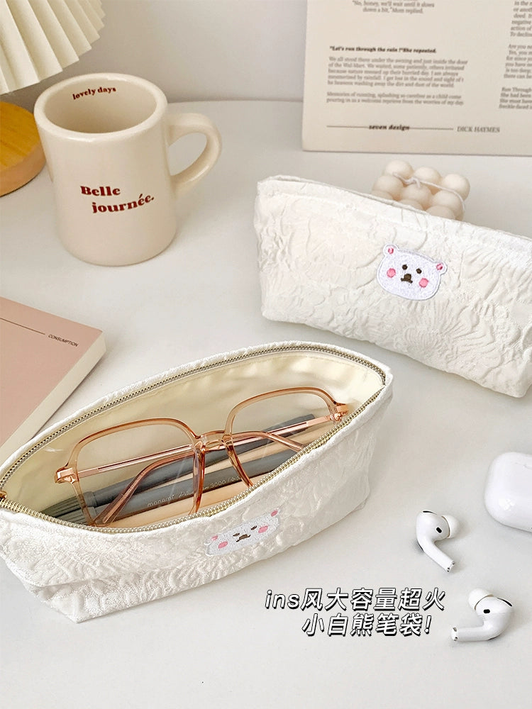 Little White Bear Original Pencil Case INS Style K-style Cute Young Adult High-Looking Large Capacity New Pencil Stationery Box