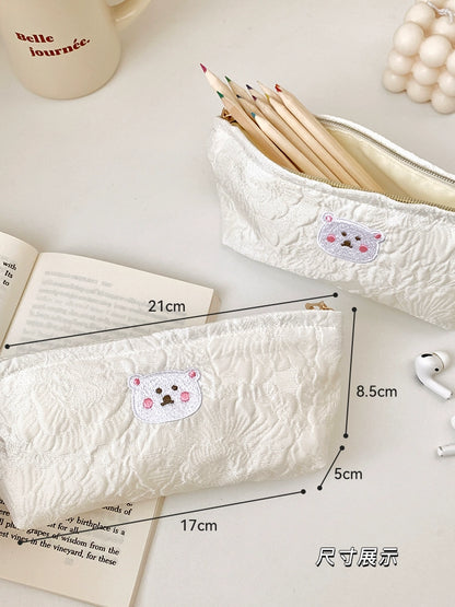 Little White Bear Original Pencil Case INS Style K-style Cute Young Adult High-Looking Large Capacity New Pencil Stationery Box