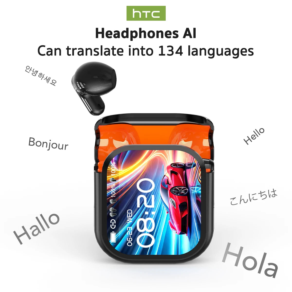 HTC NE20 Bluetooth V6.0 Earphones AI Translator Earbuds OWS LCD Touch Screen Sport Wireless Headphones HD Stereo Sound Longlife Store ARBELLA'S