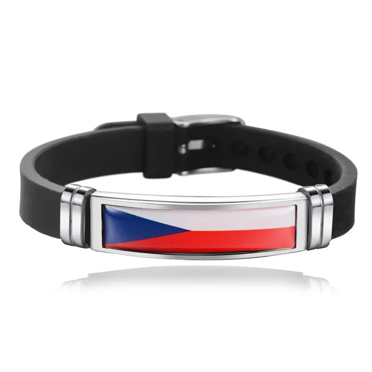 New Arrived National Flag Bracelet for Men Portugal Spain Belgium Germany Venezuela France Poland Brazil Canada USA Bangle Gift