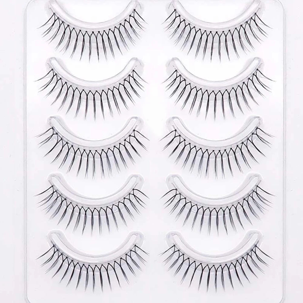 Korean Style False Eyelash 5 Pairs U-shaped Transparent Stem Eyelashes Natural Look Handmade Lashes Daily Makeup Tools Wholesale