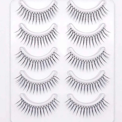 Korean Style False Eyelash 5 Pairs U-shaped Transparent Stem Eyelashes Natural Look Handmade Lashes Daily Makeup Tools Wholesale