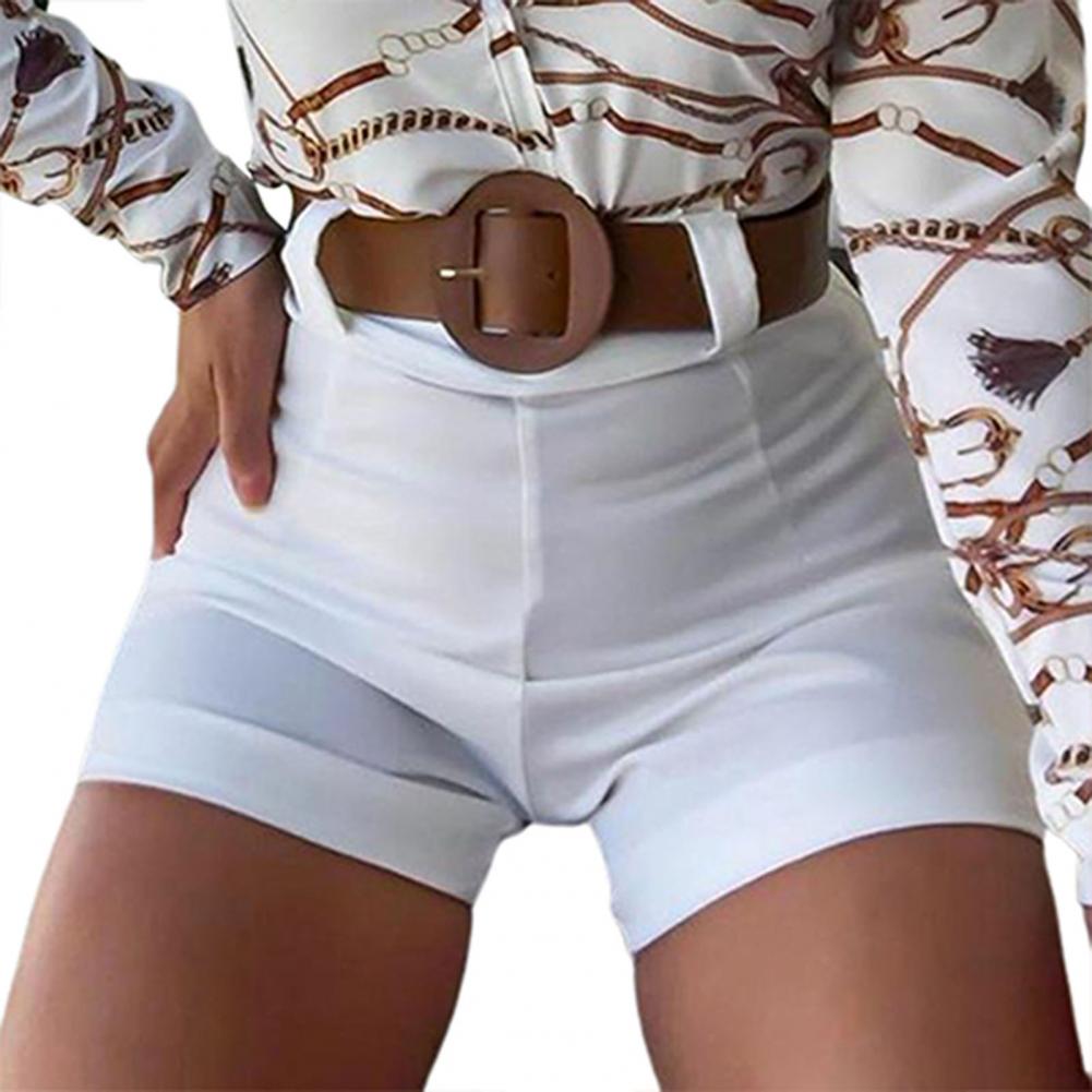 Women Shorts Bottoms Hot Pants Summer Chic Solid Color Back Zipper Hot Pants High Waist Solid Color Back Zipper Slim Shorts