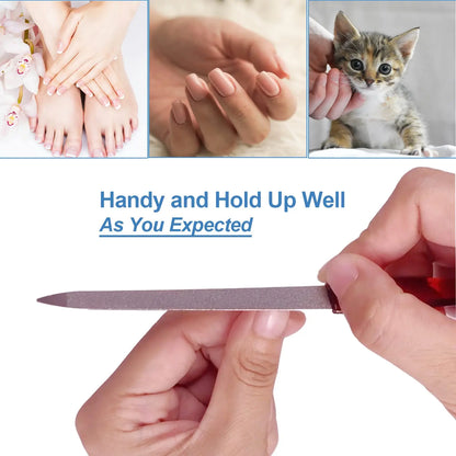 Metal Nail File (6 Pcs), Nail Files for Natural Nails Made of Stainless Steel, Sword Fingernail Files with Sharp Pointed Tip.