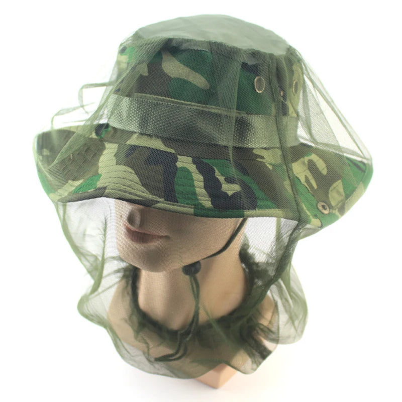 Outdoor Head Face Mask Hat Net Cover Anti-mosquito Cover Mosquito Net Cap Travel Breathable Head Mesh Covers Fishing Caps