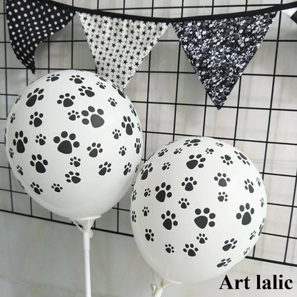 20 Party Supplies 12" Latex Balloons Dog Birthday Kids Baby Shower Balloon Decoration Toys Paw Print