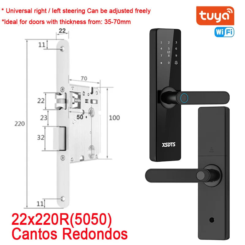 Tuya Wifi Electronic Smart Door Lock With Biometric Fingerprint / Smart Card / Password / Key Unlock/ USB Emergency Charge Store ARBELLA'S