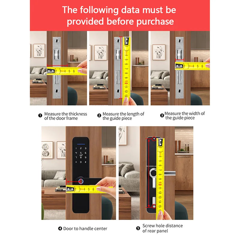 Tuya Wifi Electronic Smart Door Lock With Biometric Fingerprint / Smart Card / Password / Key Unlock/ USB Emergency Charge Store ARBELLA'S