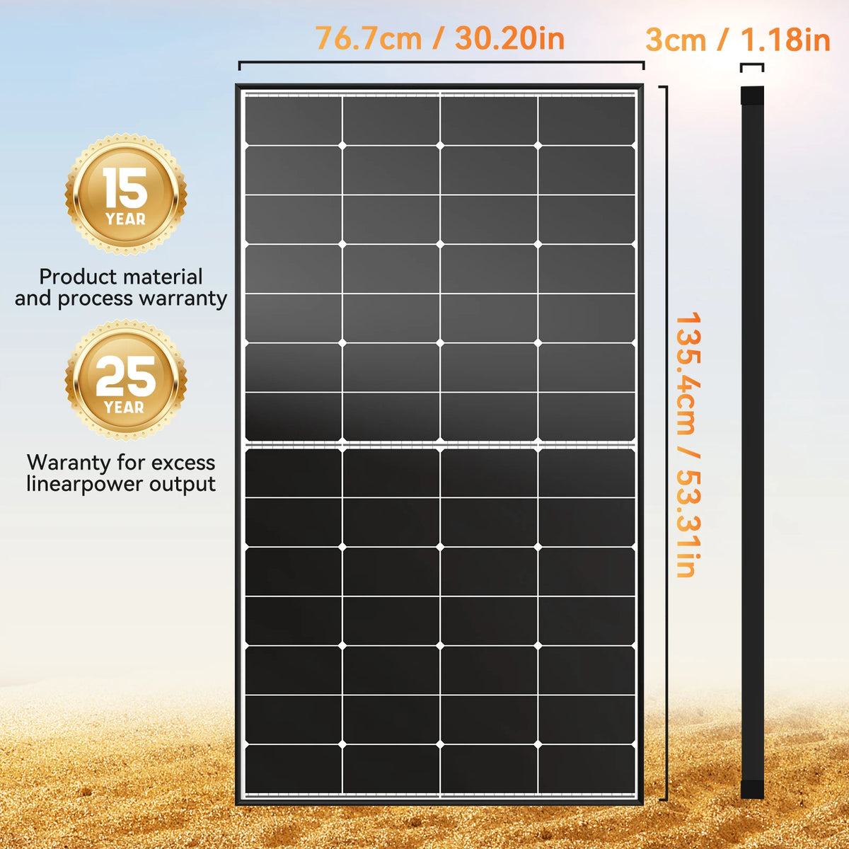 RVPOZWER 300W High Efficiency 25% Solar Panel 10BB N-Type Cell for Home Rooftop RV Motorhome and Off Grid Applications