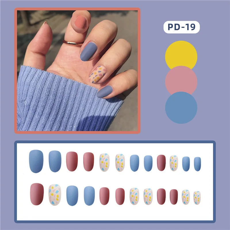 24pcs Lemon Short Wear Tips Nail False Patch Press on Nails Supplies for Professionals Artifical Fake Nails Faux Ongles Uñas