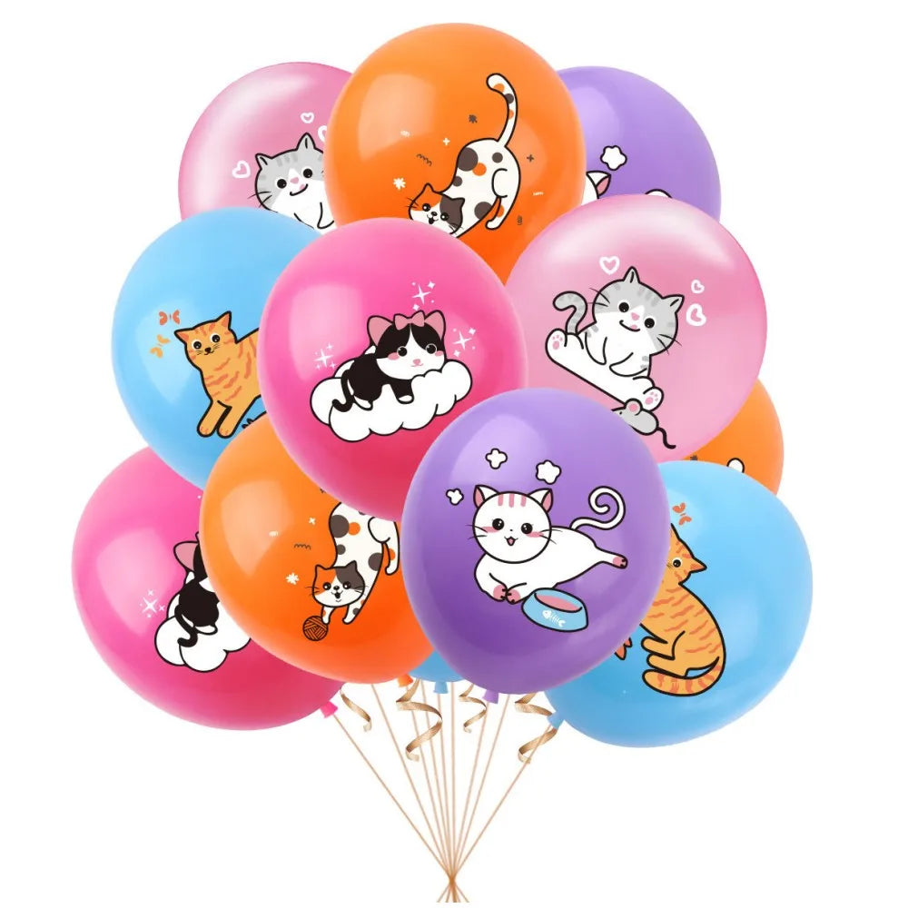 12Pcs Puppy Cat Party Balloons Cartoon Paw 12Inch Latex Balloons Baby Shower Animal Pets Birthday Party Supplies Decorations