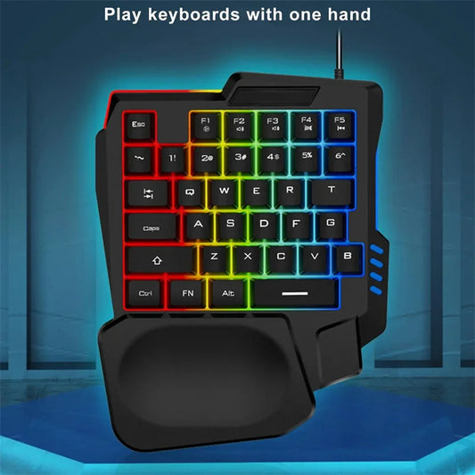 Usb Keyboard One-Handed Wired 35 Keys Rgb Luminous Gaming Keyboards for Tablet Colorful Ergonomics Gamer Keypad Hand Rest