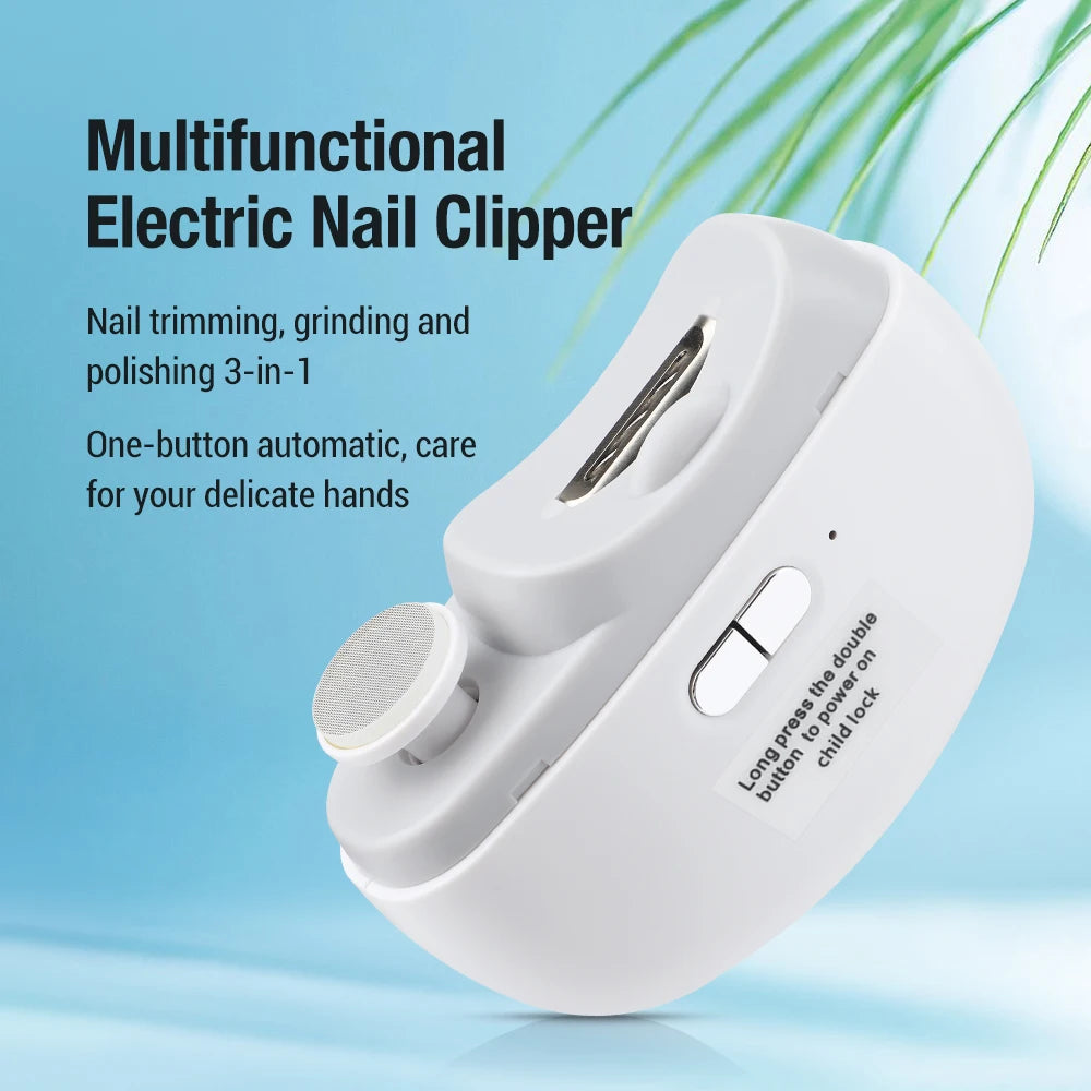 Electric Nail Clippers Automatic Anicure Trimmer With Light Adult Baby Fingernail Toe Scissors Pedicure Polishing Nails Cutter