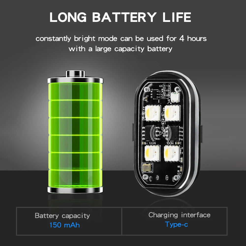 2/4pcs Wireless LED Strobe Lights Car Decor Atmosphere Light, 8 Colors Rechargeable Led Lights Anti-Collision LED Warning Light Store ARBELLA'S