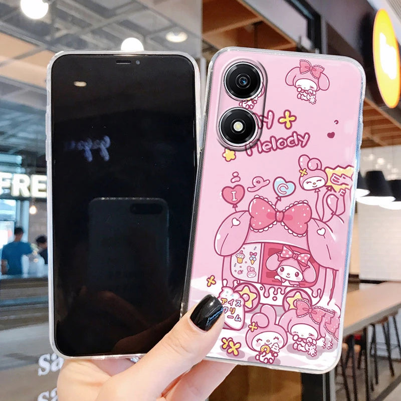 Silicone Case For Honor X5 Plus Cover Bumper Soft TPU Cute Cartoon Kuromi Rabbit Sanrio Anime Fundas For Honor X5+ 6.56" Shell