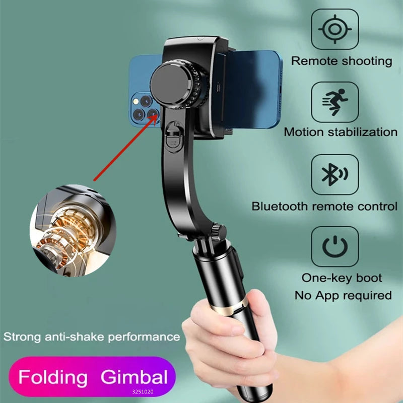 FGCLSY 2024 New Gimbal Stabilizer Selfie Stick Wireless Foldable Tripod with Bluetooth Shutter Monopod for IOS Android