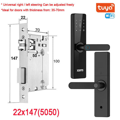 Tuya Wifi Electronic Smart Door Lock With Biometric Fingerprint / Smart Card / Password / Key Unlock/ USB Emergency Charge Store ARBELLA'S