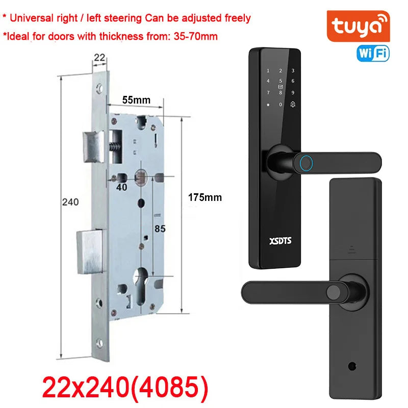 Tuya Wifi Electronic Smart Door Lock With Biometric Fingerprint / Smart Card / Password / Key Unlock/ USB Emergency Charge Store ARBELLA'S