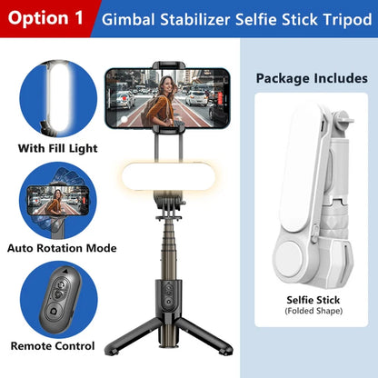 Gimbal Stabilizer Selfie Stick Tripod For iPhone Android Phone Mobile Led Light Cell Holder Stand Smartphone Cellphone Camera