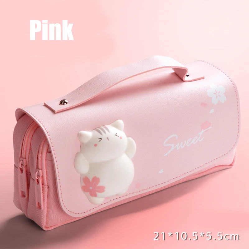 3D Kawaii Pencil Case Girls Decompression Pen Pouch Cute Waterproof School Supplies Aesthetic Organizer Box  Korean Stationery