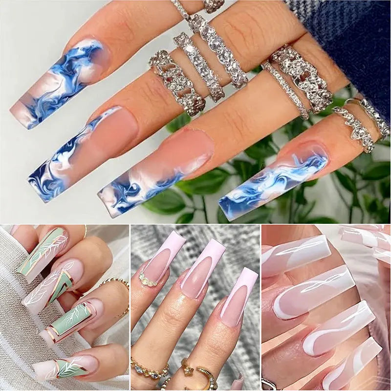 500/550pcs C U Curved Square Design Half Cover French False Nail Art Tips Acrylic Clear Natural Salons DIY Practice UV  Gel Tip